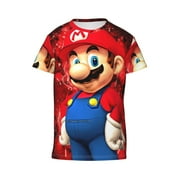 Super Mario T-Shirts, Boys Girls Novelty Shirts Crewneck Short Sleeve Tees for 6-18 Years Teens, X-Small